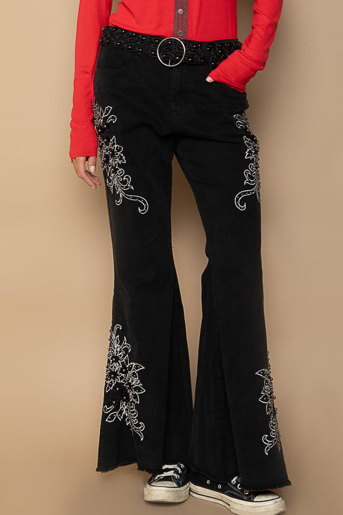 POL Embroidered and Embellished Flare Jean FWP107 - Robin Boutique-Boutique 