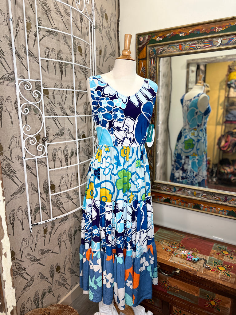 Jams Wolrd Long Ruffle Dress in Cool Blue Robin Boutique-Boutique