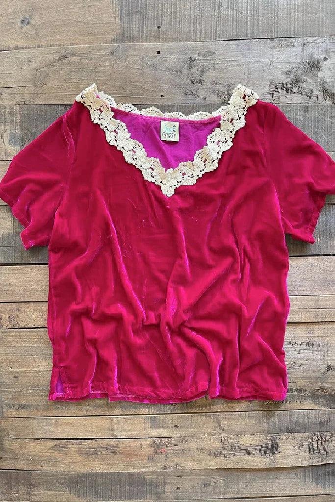 Magenta Sunset Velvet Top by Jaded Gypsy - Robin Boutique-Boutique 