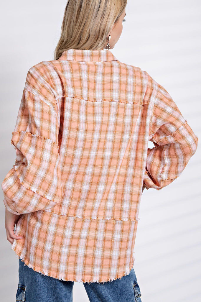 Pre-Washed Plaid Flannel Button Down by Easel ET18872 - Robin Boutique-Boutique 