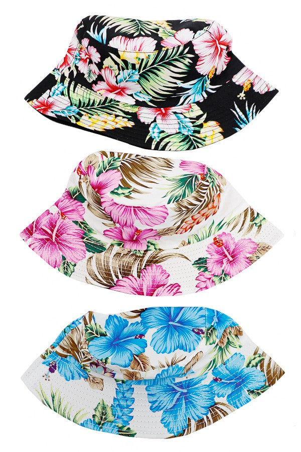 Tropical Hibiscus Print Bucket Hat Robin Boutique-Boutique