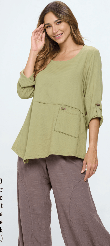 Focus Clothing Roll-Up Sleeve Tunic (CD-213) - Robin Boutique-Boutique 