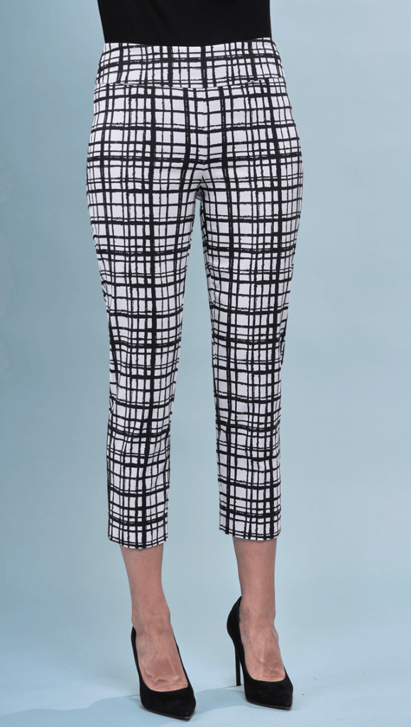 InSight Lightweight techno crop jeans in brushed plaid BCP8909TCRPE - Robin Boutique-Boutique 