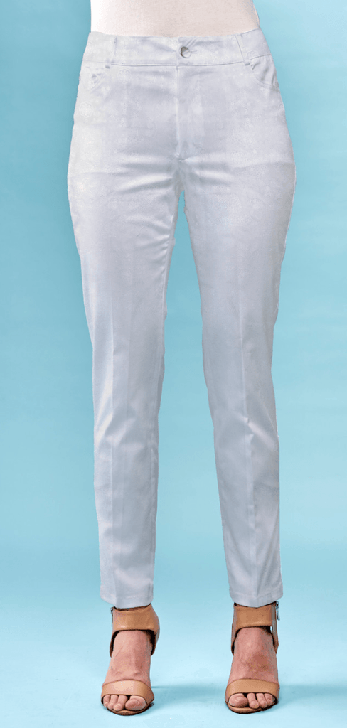 InSight Lightweight techno white floral flocking jeans BCP1836PRA - Robin Boutique-Boutique 