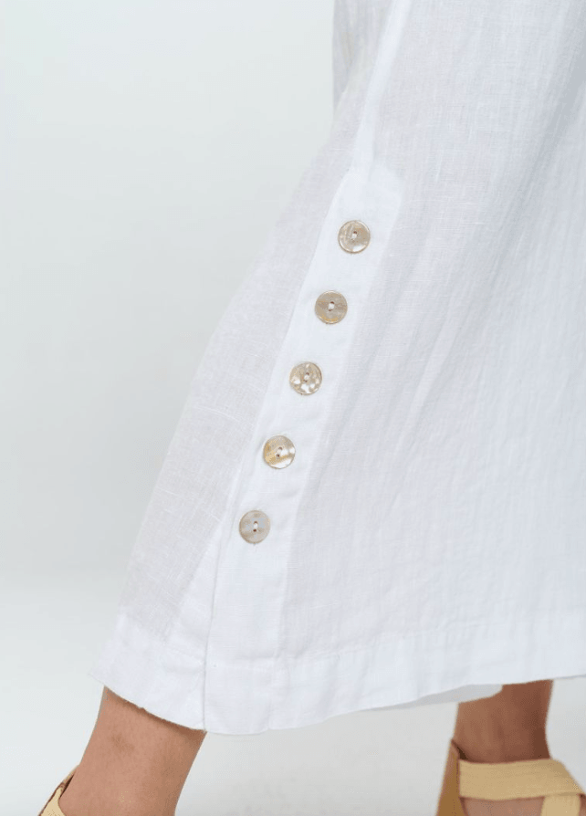 Focus Clothing Linen Flood Pants with Ankle Button Details L668 - Robin Boutique-Boutique 