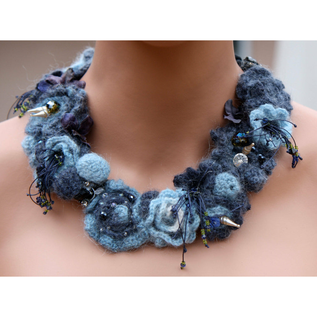 Whispy soft angora headpiece or necklace with vintage findings and jewels - RelovedFabrics,Neck Pieces - accessories, [product-vendor] - Robin, [shop-name] - robin.boutique