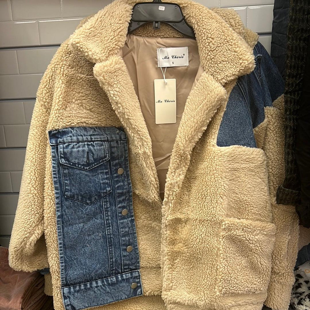 Ma Cherie Daddy Bear Coat with Denim Pockets MJK1128 - Robin Boutique-Boutique 
