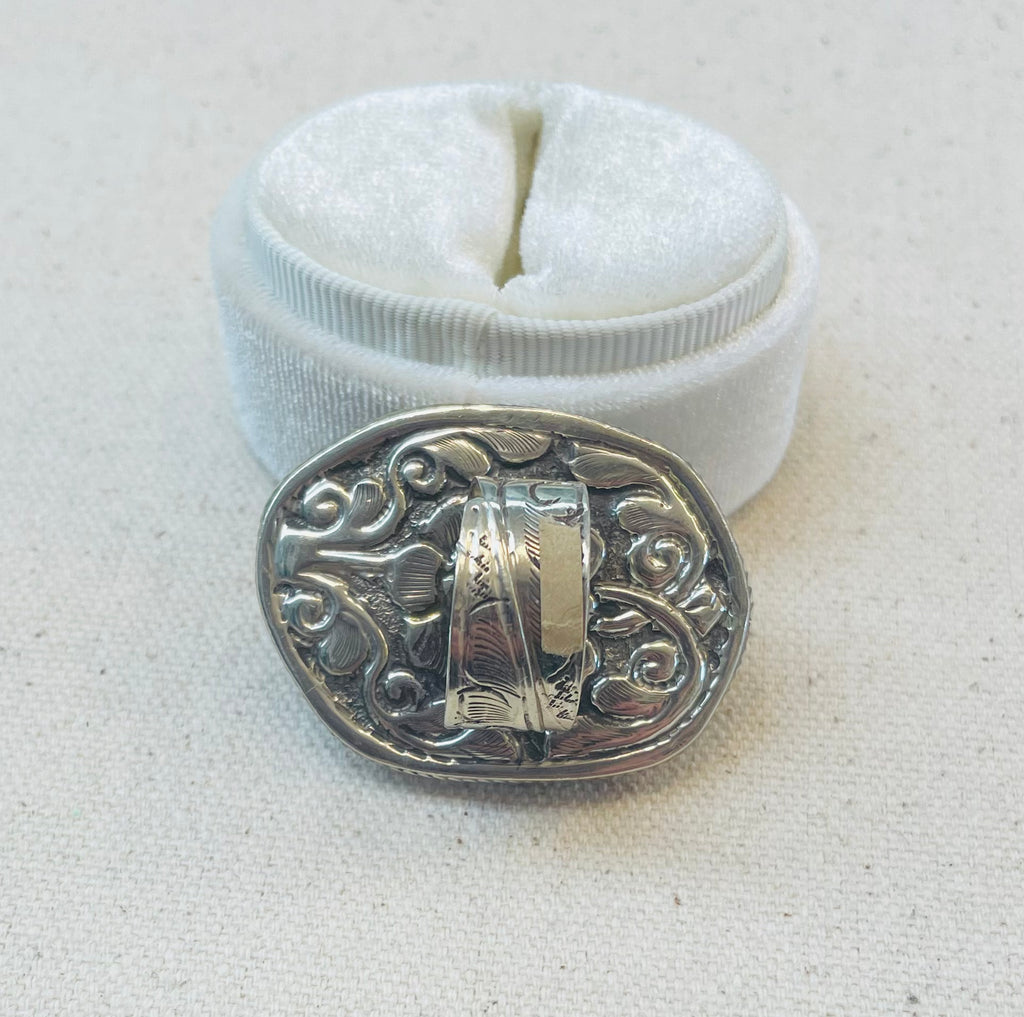 Desert Jasper Set in Silver Adjustable Ornate Ring - Robin Boutique-Boutique 