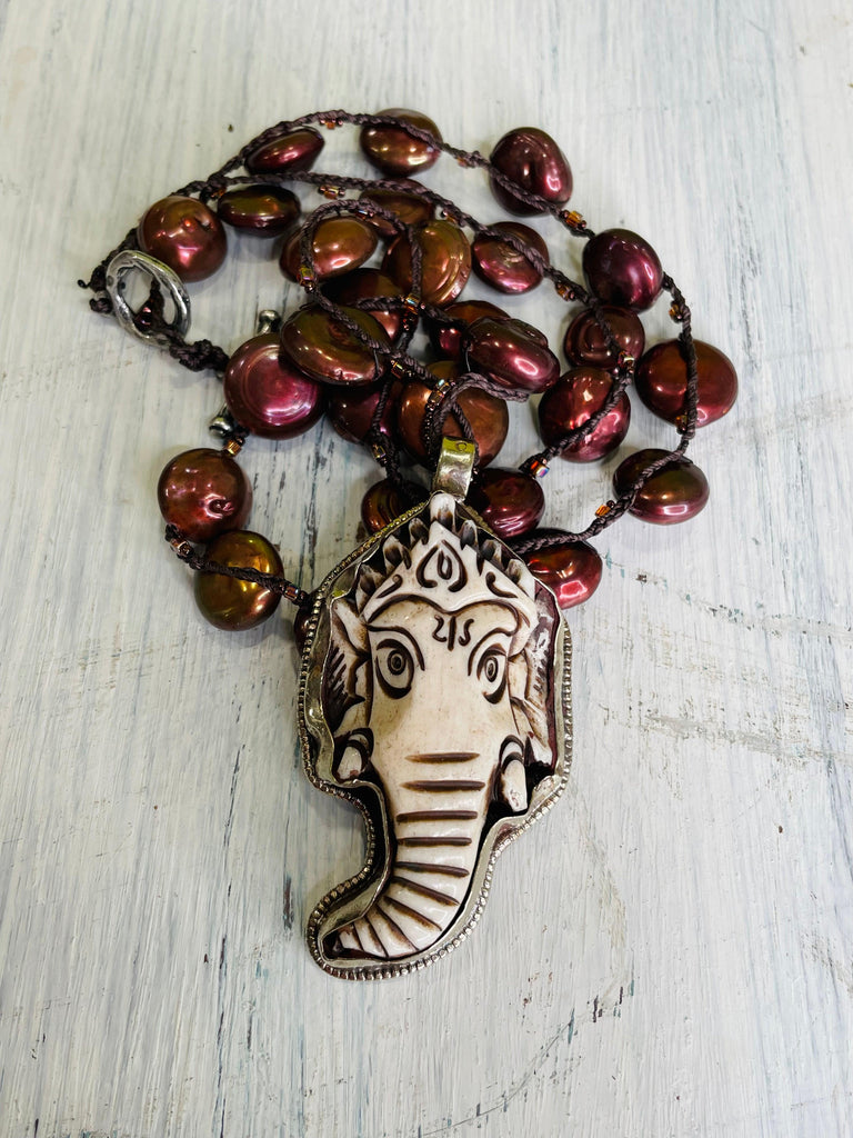 Ganesh Elephant Pearl Necklace - Robin Boutique-Boutique 
