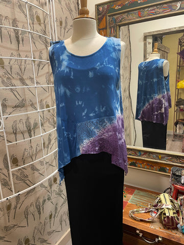 Blue & Purple Tie-Dye Tank Top - Robin Boutique-Boutique 