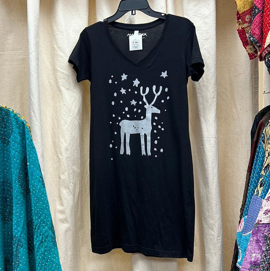 Marushka Reindeer V-Neck Dress - Robin Boutique-Boutique 