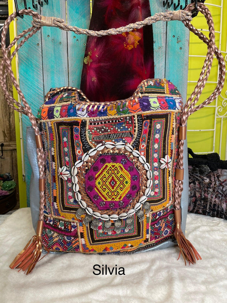Upcycled Embroidered Market Braided Tote by Kantha Bae - Robin Boutique-Boutique 