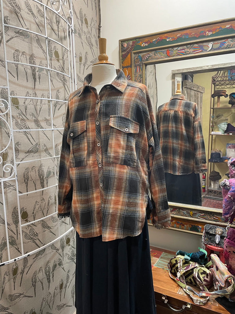 Flannel Button Down Shirt by Pol GWT113 - Robin Boutique-Boutique 