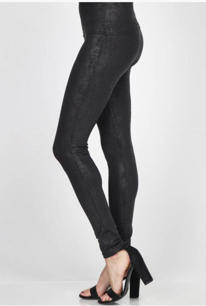 M.Rena Full Length High Waist Antiqued Faux Leather Leggings - Robin Boutique-Boutique 