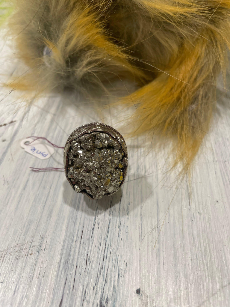 Pyrite Sparkle Adjustable Ornate Ring - Robin Boutique-Boutique 