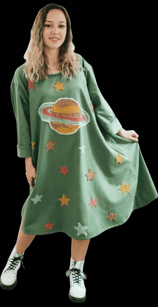 Planet & Stars Sweatshirt Dress by PaperLace 292D - Robin Boutique-Boutique 