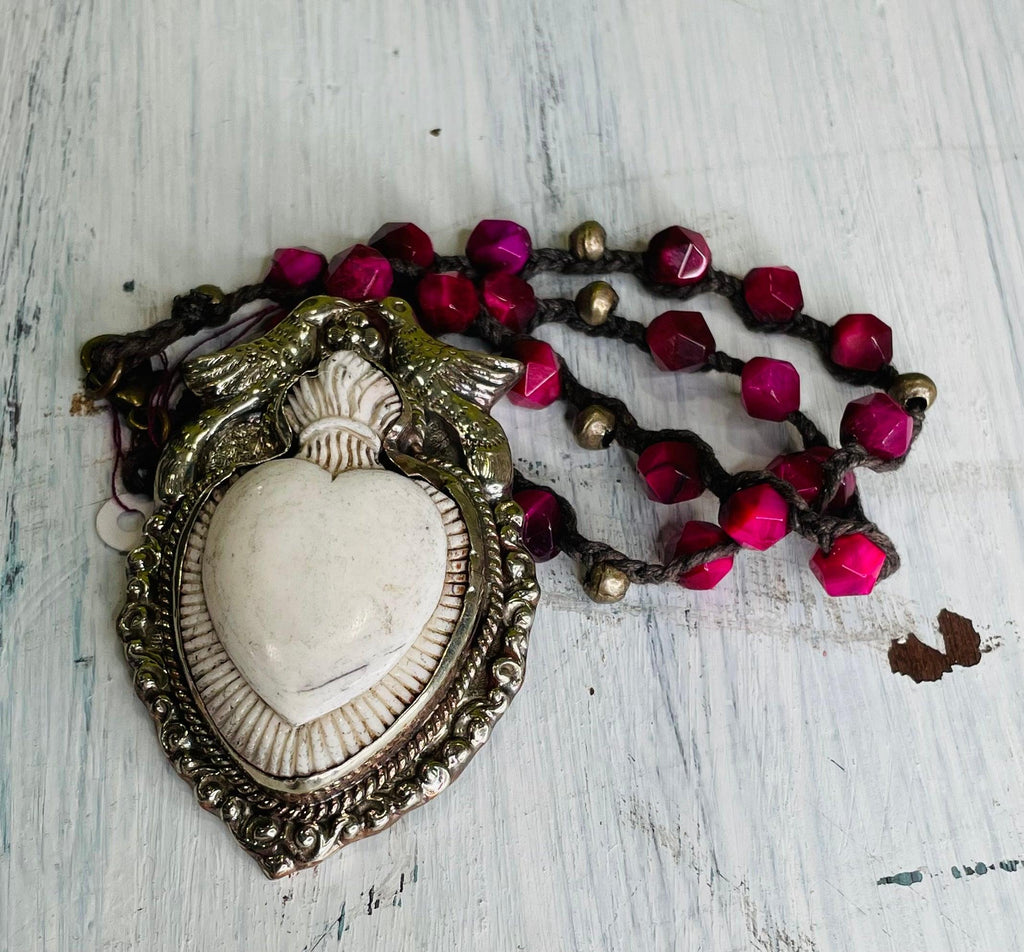 Celtic Heart Carved in Bone Necklace - Robin Boutique-Boutique 
