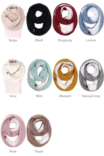 Sherpa Chunky Knit Infinity Scarf SF36 - Robin Boutique-Boutique 