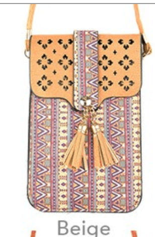 Cell Phone Crossbody bag in Aztec Print and Cler indow MB0022 - Robin Boutique-Boutique 