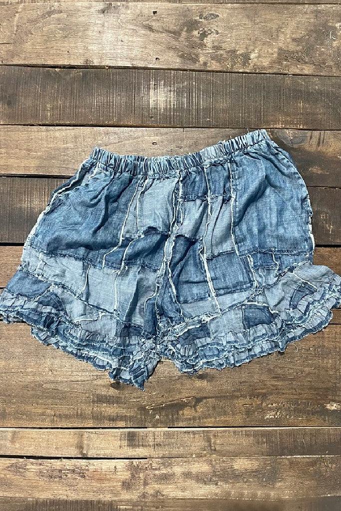 Patchwork Skies Ruffle Shorts by Jaded Gypsy - Robin Boutique-Boutique 