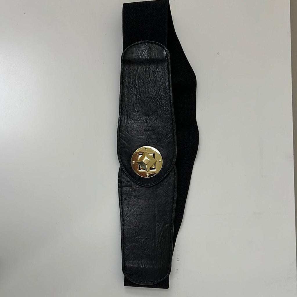 Black Elastic Belt with square twist front fastener 5014 - Robin Boutique-Boutique 