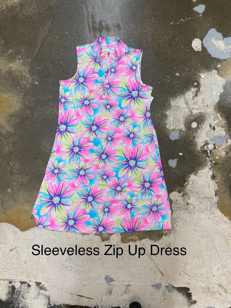 Beachtime Sleeveless Zip-Up Dress SPF4539P Flowers - Robin Boutique-Boutique 