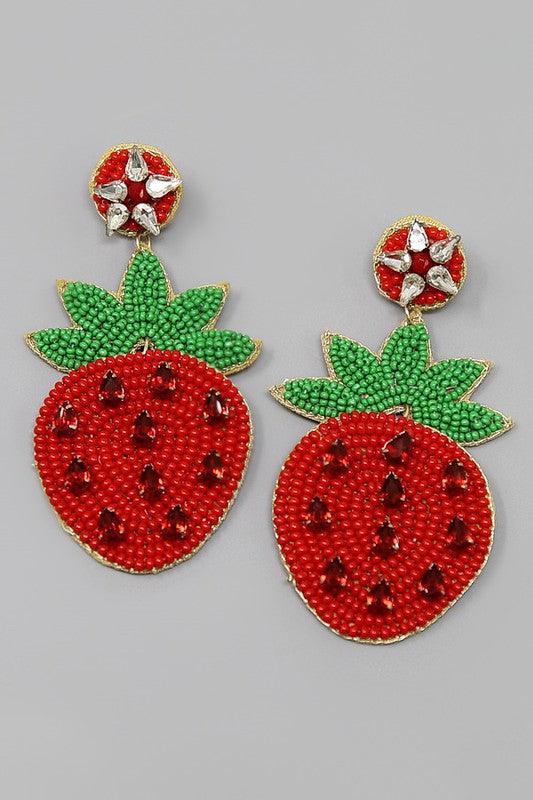 Beaded strawberry earrings in various styles - Robin Boutique-Boutique 