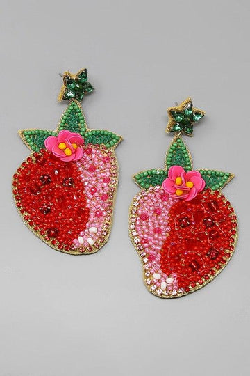 Beaded strawberry earrings in various styles - Robin Boutique-Boutique 