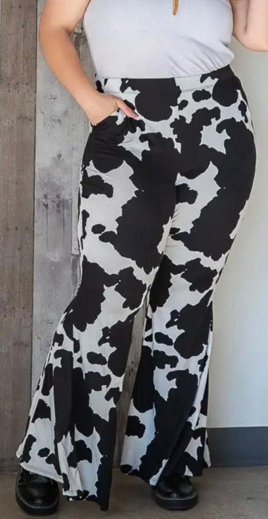 Cow Print Palazzo Pants in Plus Size - Robin Boutique-Boutique 