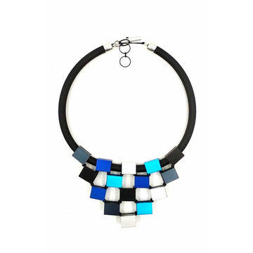 Christina Brampti Aluminum Cubes Pyramid Necklace with Thick Rubber Cord - Robin Boutique-Boutique 