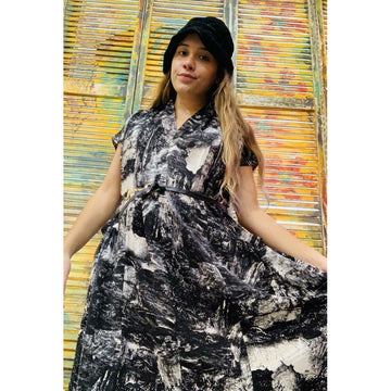 Black & white abstract dress - Robin Boutique-Boutique    &.  Reloved Fabrics