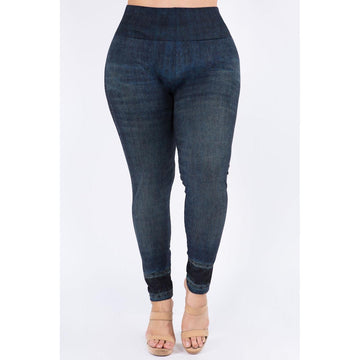Extended Size High Waist Full Length Jeans Leggings - Robin Boutique-Boutique 