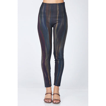 Extended Size High Waist Full Length Jeans Leggings with Gold Streaks - Robin Boutique-Boutique 