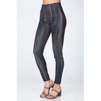 Extended Size High Waist Full Length Jeans Leggings with Gold Streaks - Robin Boutique-Boutique 