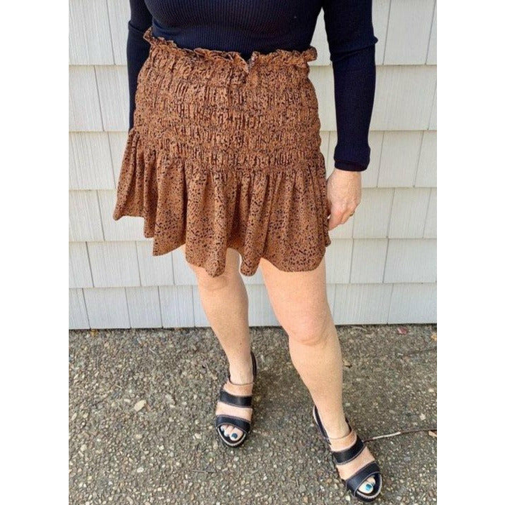 Leopard print rouched waist mini skort-skirt - Robin Boutique-Boutique & Reloved Fabrics
