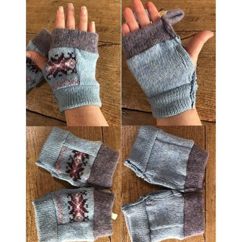 Vegan recycled sweater fingerless gloves, texting, arthritis, firngers free gloves. - RelovedFabrics,Gloves - accessories, [product-vendor] - Robin, [shop-name] - robin.boutique