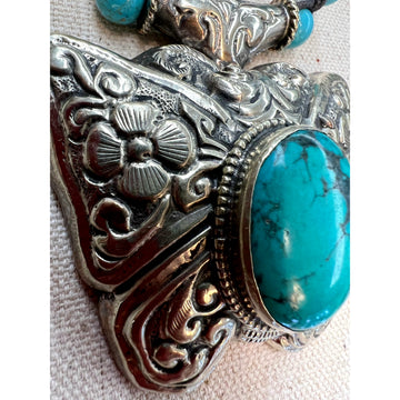 Turquoise and Beaded Ornate Butterfly Necklace - Robin Boutique-Boutique 