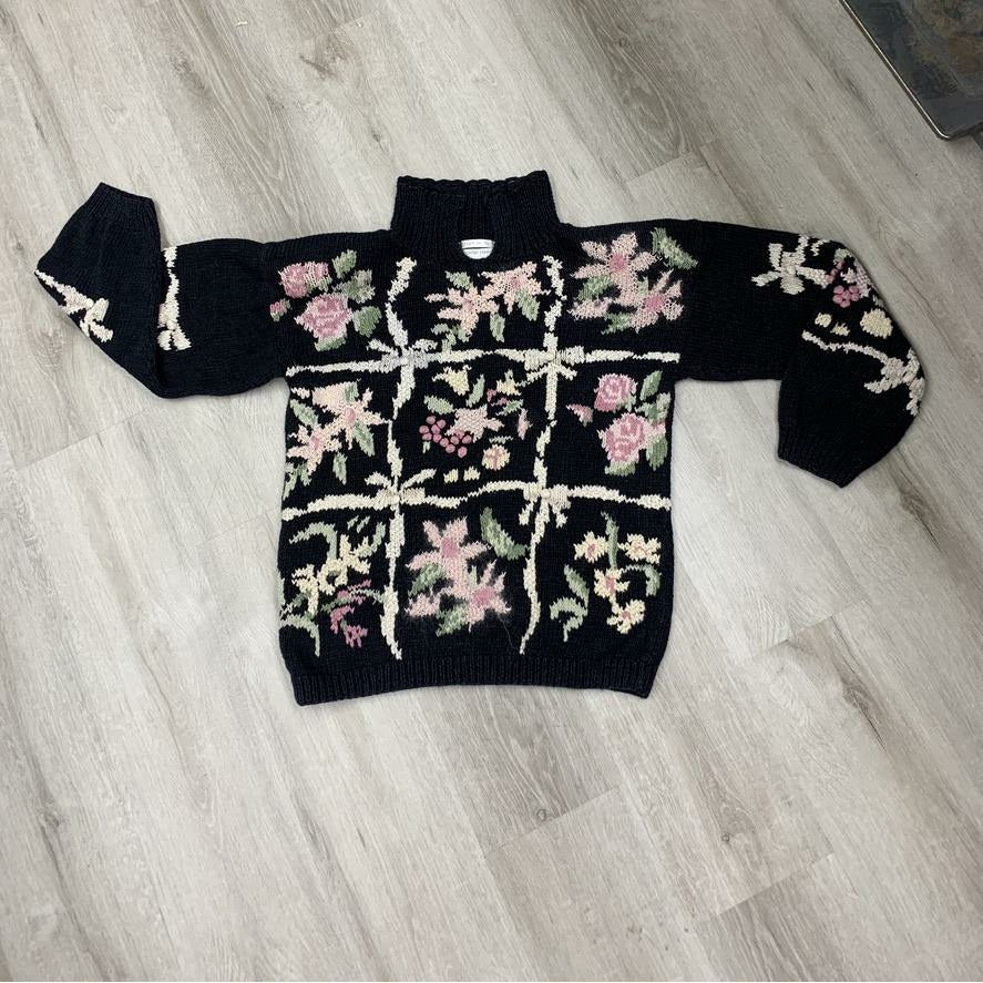 Jennifer Reed Hand Knit Flower Sweater - Robin Boutique-Boutique    &.  Reloved Fabrics