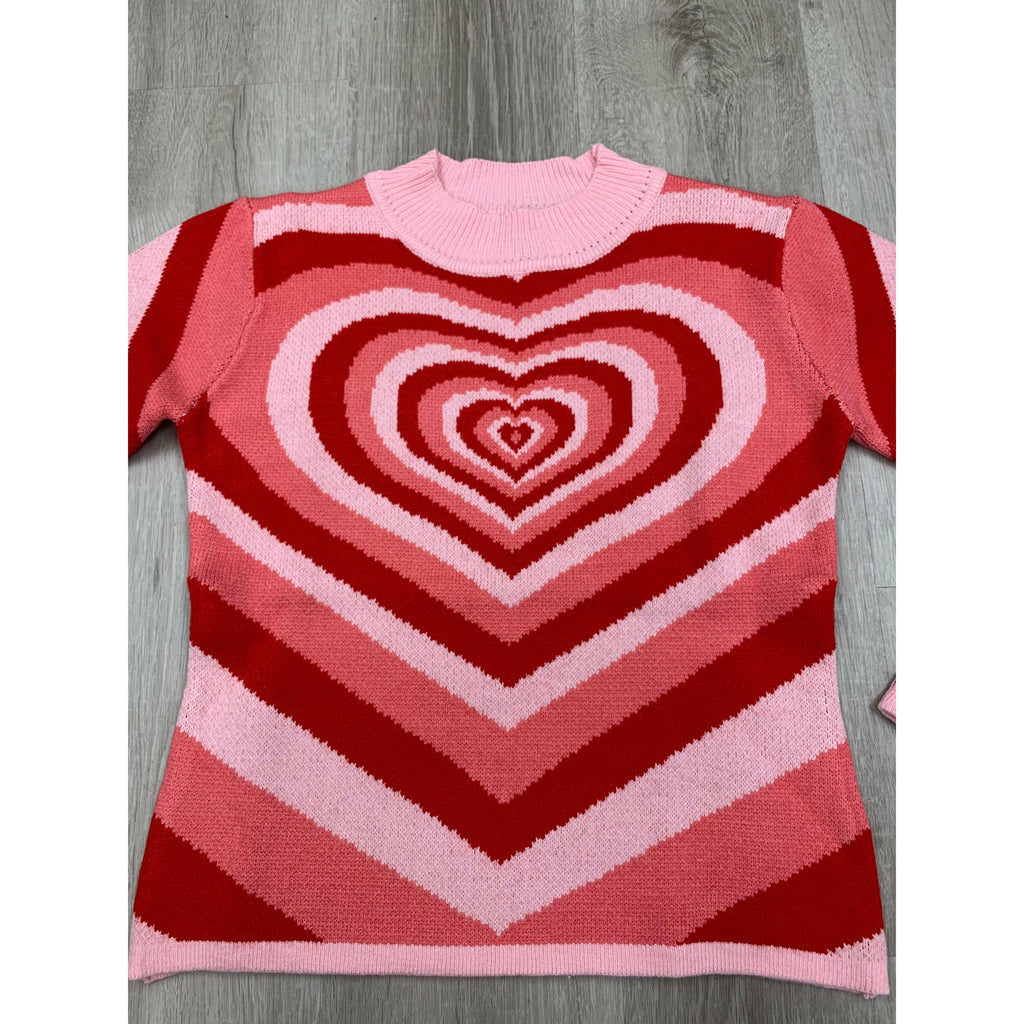 Long Sleeve Hearts Turtleneck Sweater - Robin Boutique-Boutique 