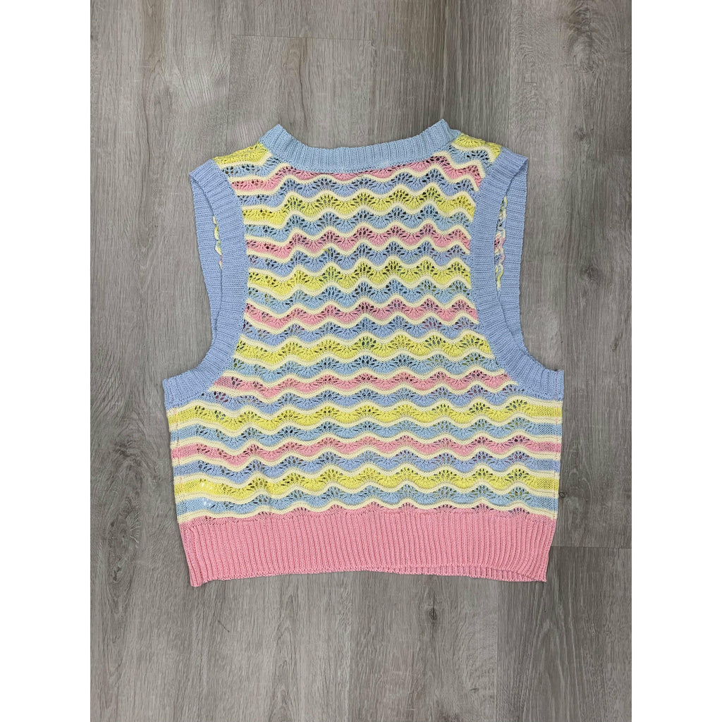 V-Neck Colorful Knitted Vest - Robin Boutique-Boutique 