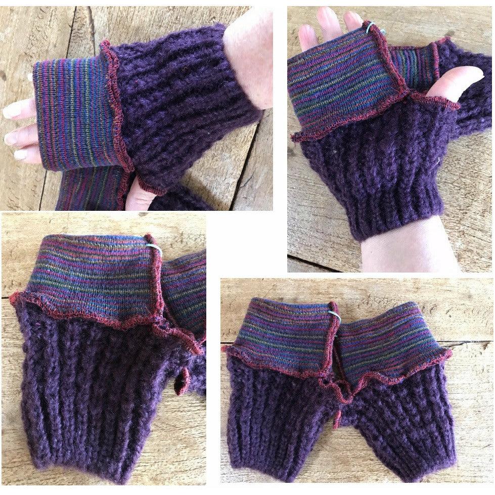 VEGAN Vegan recycled sweater fingerless gloves, texting, arthritis, firngers free gloves. - RelovedFabrics,Gloves - accessories, [product-vendor] - Robin, [shop-name] - robin.boutique