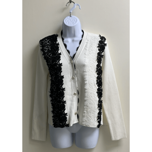 Long Sleeve Cotton Lace and Crystal Cardigan (M/L) - Robin Boutique-Boutique & Reloved Fabrics