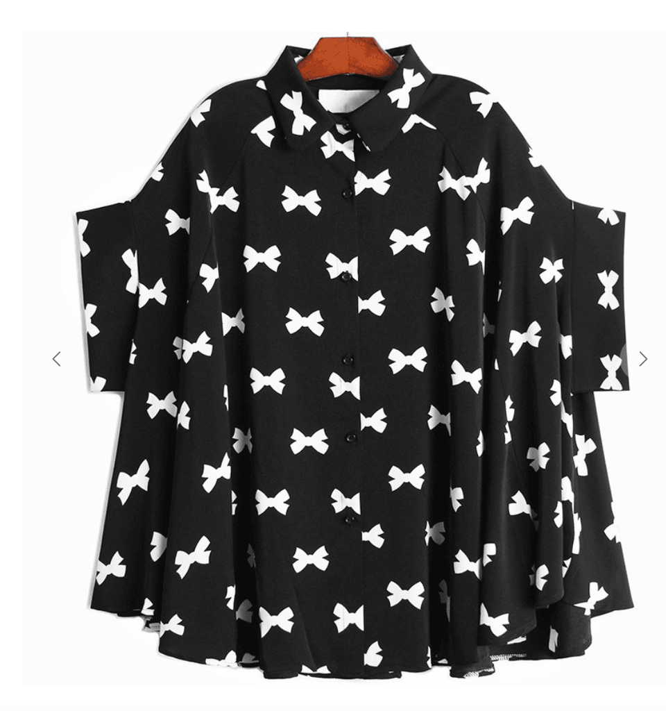 Oversized Black & White Dot Or Bow Shirt - Robin Boutique-Boutique 