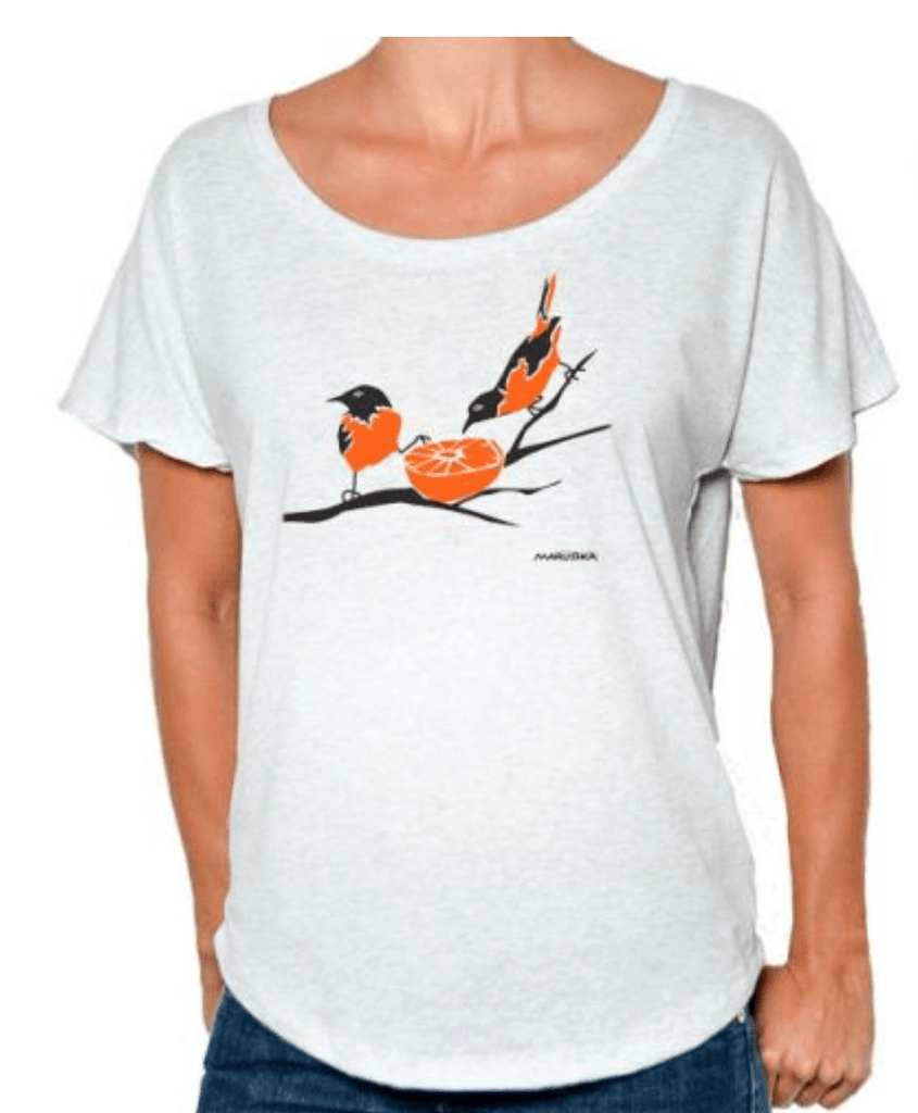 Oriole Birds on Short Sleeve Crewneck Shirt - Robin Boutique-Boutique 