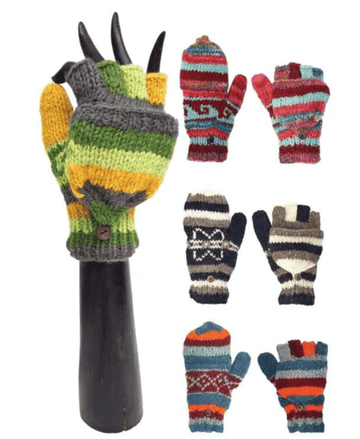 Woolen hunter gloves convertable fingerless and lined - Robin Boutique-Boutique 
