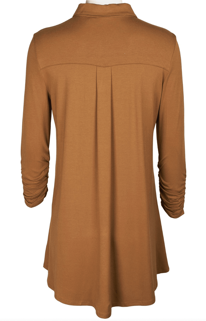 Cupio Long Sleeve Ruched Button Front Blouse - Robin Boutique-Boutique 