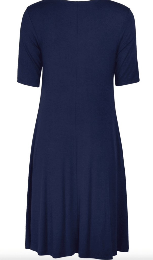 Nina Leonard Short Sleeve Navy Embroidered Jersey Dress - Robin Boutique-Boutique 
