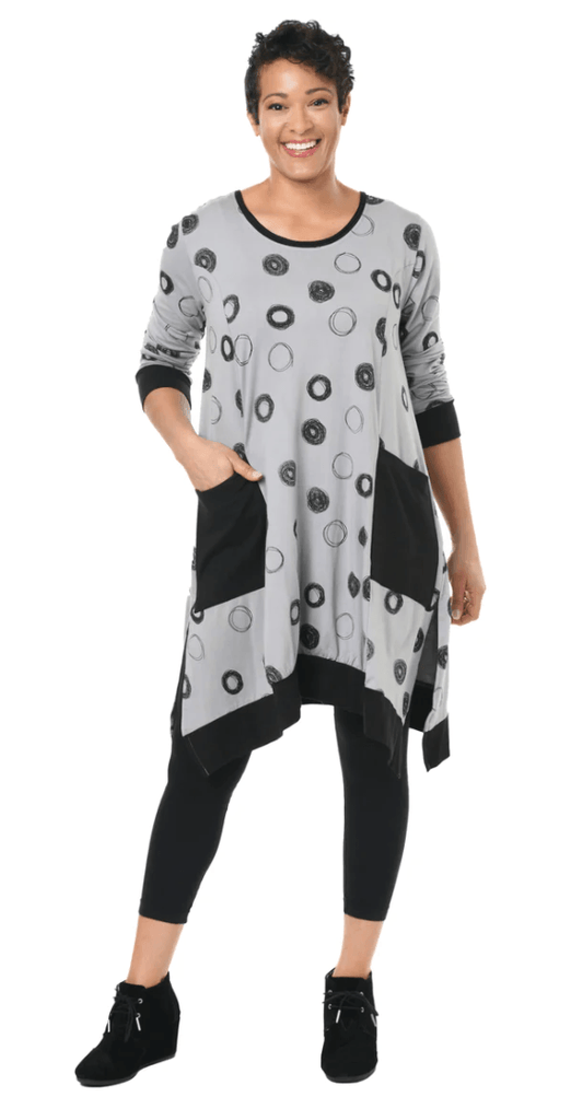 Tulip Tunic Dress in Gray with Pockets - Robin Boutique-Boutique 
