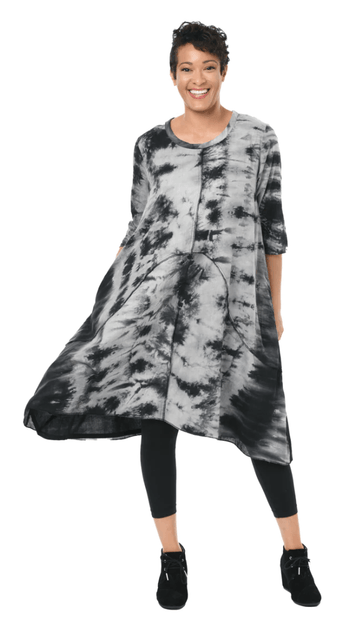 Tulip Relaxed Alba Dress in Tye Dye Gray with Pockets - Robin Boutique-Boutique 