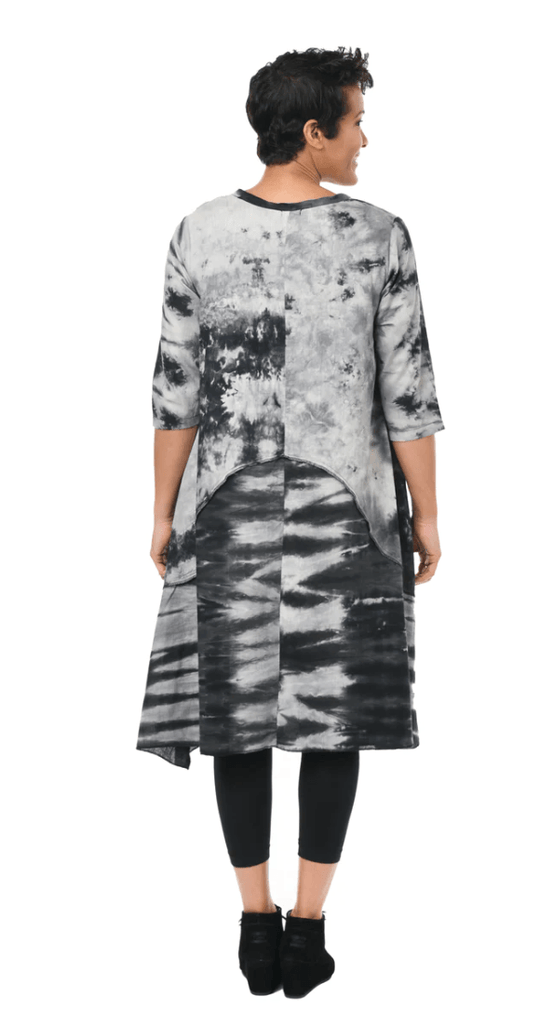 Tulip Relaxed Alba Dress in Tye Dye Gray with Pockets - Robin Boutique-Boutique 